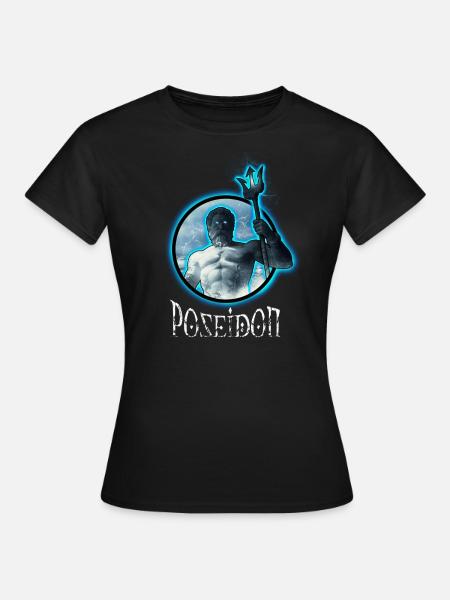 Poseidon, Gott des Meeres - Frauen T-Shirt - Schwarz
