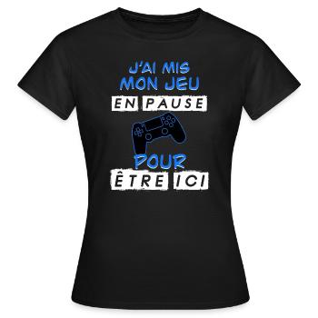 Jeu en pause - T-shirt Femme - noir - Devant - AI Model Female 172 dark (172cm)