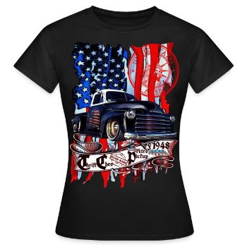 Chevy Vintage V8 Pickup LKW Amerikanisches Design - Frauen T-Shirt - Schwarz - Vorne - AI Model Female 172 dark (172cm)