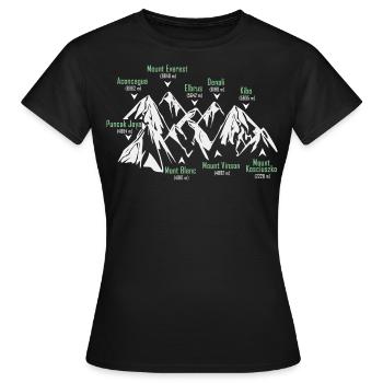 Les sept sommets - T-shirt Femme - noir - Devant - AI Model Female 172 dark (172cm)