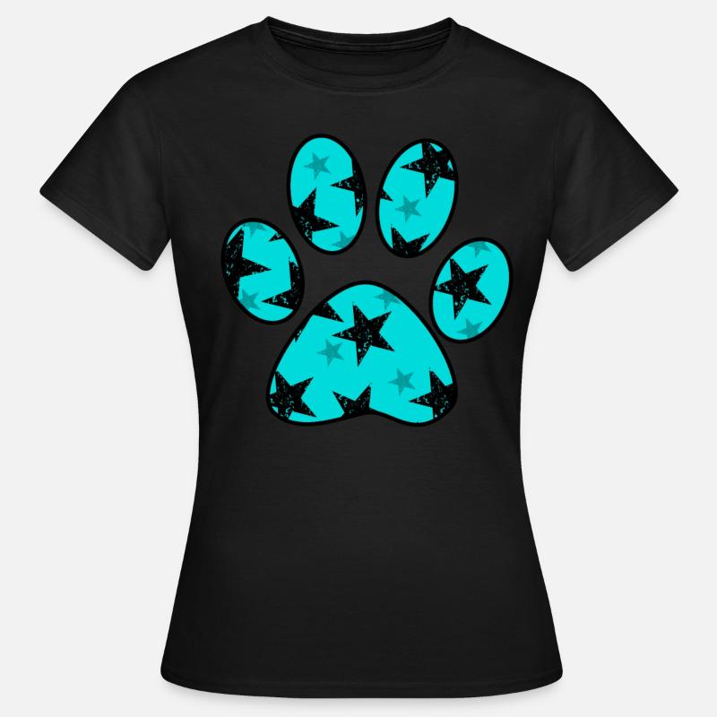Pfote mit Sternmuster - Frauen T-Shirt - Schwarz