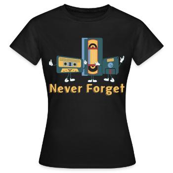 Motif rétro n’oubliez jamais - T-shirt Femme - noir - Devant - AI Model Female 172 dark (172cm)
