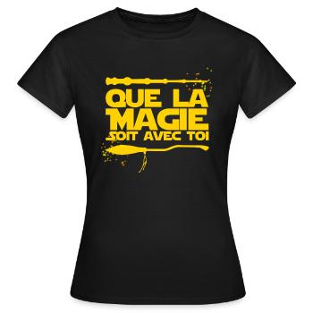Que la magie soit avec toi - Parodie - T-shirt Femme - noir - Devant - AI Model Female 172 dark (172cm)