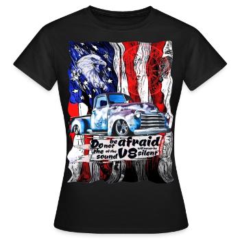 Legendary V8 Truck American Flag Eagle - Women's T-Shirt - black - Front - AI Model Female 172 dark (172cm)