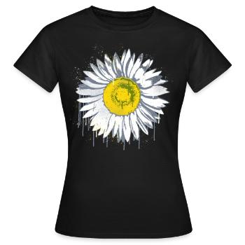 Daisy Stencil Graffiti Fleur Margerite - T-shirt Femme - noir - Devant - AI Model Female 172 dark (172cm)