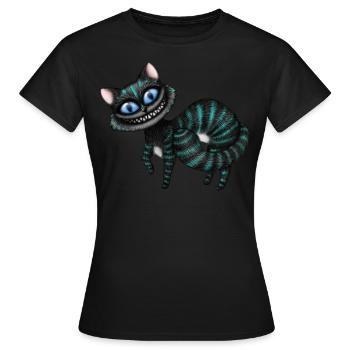 Blaue Cheshire Katze - Frauen T-Shirt - Schwarz - Vorne - AI Model Female 172 dark (172cm)