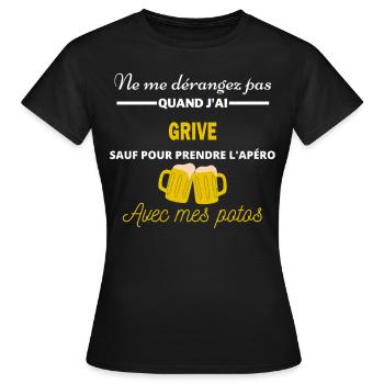 Ne me dérangez pas QUAND J'ai l'apéro grive - T-shirt Femme - noir - Devant - AI Model Female 172 dark (172cm)
