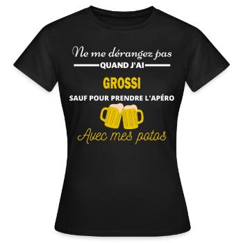Ne me dérangez pas QUAND J'ai l'apéro grossi - T-shirt Femme - noir - Devant - AI Model Female 172 dark (172cm)