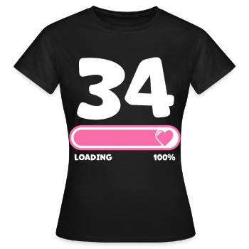 34ème anniversaire 34 ans - T-shirt Femme - noir - Devant - AI Model Female 172 dark (172cm)