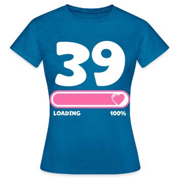 39. Geburtstag 39 Jahre - Frauen T-Shirt - Antikblaues Saphir meliert - Vorne - AI Model Female 172 dark (172cm)
