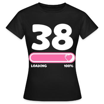 38e anniversaire 38 ans - T-shirt Femme - noir - Devant - AI Model Female 172 dark (172cm)