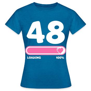 48. Geburtstag 48 Jahre - Frauen T-Shirt - Antikblaues Saphir meliert - Vorne - AI Model Female 172 dark (172cm)