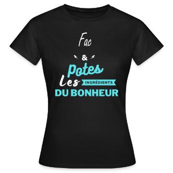 potes les ingrédients du bonheur Fac - T-shirt Femme - noir - Devant - AI Model Female 172 dark (172cm)