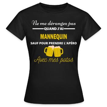 Ne me dérangez pas QUAND J'ai l'apéro mannequin - T-shirt Femme - noir - Devant - AI Model Female 172 dark (172cm)