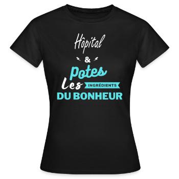 potes les ingrédients du bonheur Hôpital - T-shirt Femme - noir - Devant - AI Model Female 172 dark (172cm)