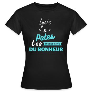 potes les ingrédients du bonheur Lycée - T-shirt Femme - noir - Devant - AI Model Female 172 dark (172cm)