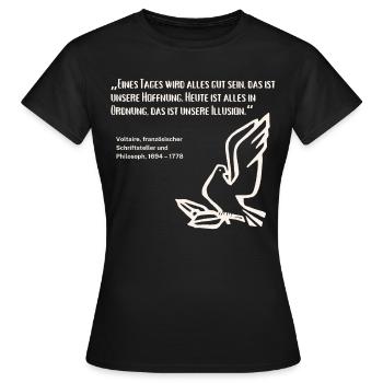 Zitat französischer Philosoph Illusion Wahrnehmung - Frauen T-Shirt - Schwarz - Vorne - AI Model Female 172 dark (172cm)