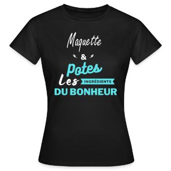 potes les ingrédients du bonheur Maquette - T-shirt Femme - noir - Devant - AI Model Female 172 dark (172cm)