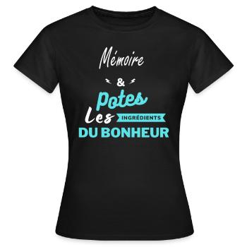 potes les ingrédients du bonheur Mémoire - T-shirt Femme - noir - Devant - AI Model Female 172 dark (172cm)