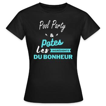 potes les ingrédients du bonheur Pool Party - T-shirt Femme - noir - Devant - AI Model Female 172 dark (172cm)