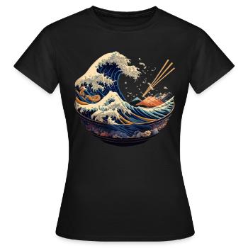 Great Kanagawa Japanese Ramen - Women's T-Shirt - black - Front - AI Model Female 172 dark (172cm)