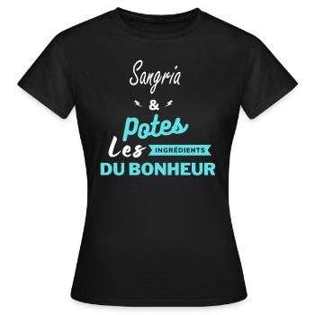 potes les ingrédients du bonheur Sangria - T-shirt Femme - noir - Devant - AI Model Female 172 dark (172cm)