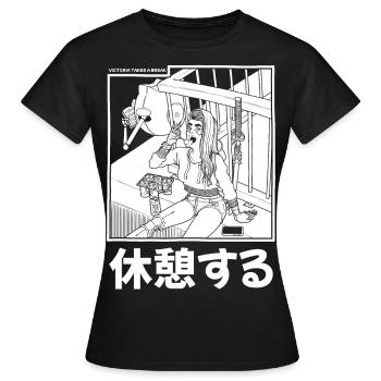 Victoria prend une pause - T-shirt Femme - noir - Devant - AI Model Female 172 dark (172cm)