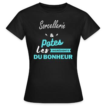 potes les ingrédients du bonheur Sorcellerie - T-shirt Femme - noir - Devant - AI Model Female 172 dark (172cm)