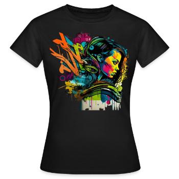 Urban Art im Graffiti-Stil - Frauen T-Shirt - Schwarz - Vorne - AI Model Female 172 dark (172cm)