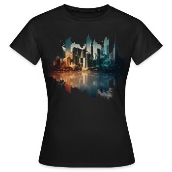 City in an artistic - Women's T-Shirt - black - Front - AI Model Female 172 dark (172cm)