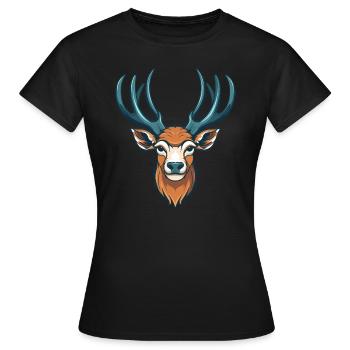 Cerf, tête de cerf - T-shirt Femme - noir - Devant - AI Model Female 172 dark (172cm)