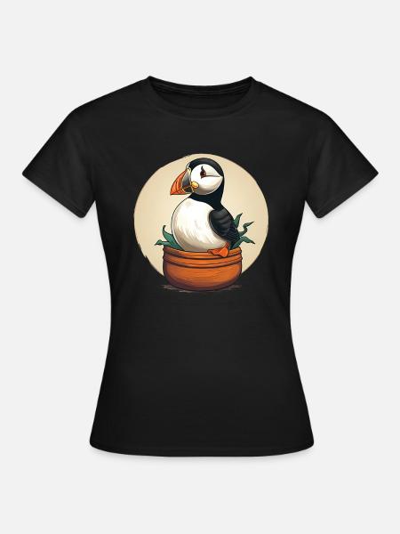 Papageientaucher - Dame-T-shirt - sort