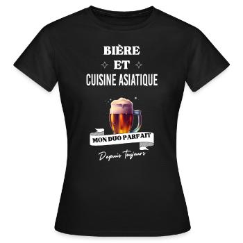 Bière Mon duo parfait depuis cuisine asiatique - T-shirt Femme - noir - Devant - AI Model Female 172 dark (172cm)