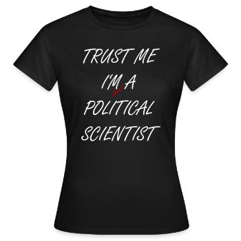 Political scientist - Women's T-Shirt - black - Front - AI Model Female 172 dark (172cm)