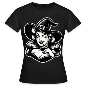 Maglore lanceur de sorts enchanté - Pin-up Sorcière - T-shirt Femme - noir - Devant - AI Model Female 172 dark (172cm)