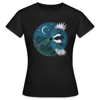 Elster - Frauen T-Shirt - Schwarz - Vorne - AI Model Female 172 dark (172cm)
