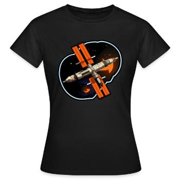 Satellit Raumfahrt - Frauen T-Shirt - Schwarz - Vorne - AI Model Female 172 dark (172cm)