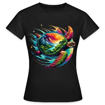 Galactic turtle design for conservation - Women's T-Shirt - black - Front - AI Model Female 172 dark (172cm)
