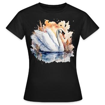 Cygne animal de puissance - T-shirt Femme - noir - Devant - AI Model Female 172 dark (172cm)