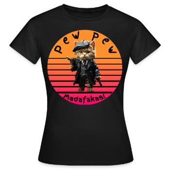 pew pew cat - Frauen T-Shirt - Schwarz - Vorne - AI Model Female 172 dark (172cm)