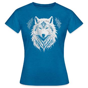 Spirit Animal Wolf - Frauen T-Shirt - Antikblaues Saphir meliert - Vorne - AI Model Female 172 dark (172cm)