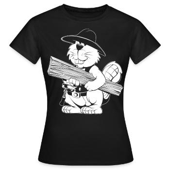 Caricature de charpentier - T-shirt Femme - noir - Devant - AI Model Female 172 dark (172cm)