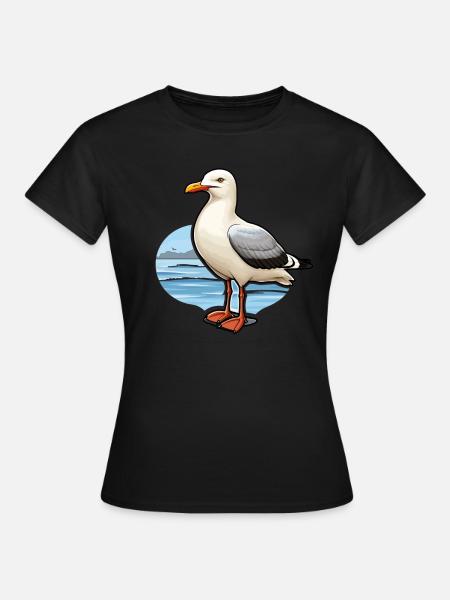 Möwe Seevogel - Frauen T-Shirt - Schwarz