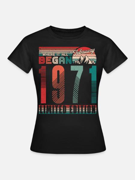 Verjaardag 1971 Vintage februari Retro Gift - Vrouwen T-shirt - zwart
