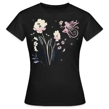 Blumen Power 🌸 Vintage Frühling Sommer Vibes - Frauen T-Shirt - Schwarz - Vorne - AI Model Female 172 dark (172cm)