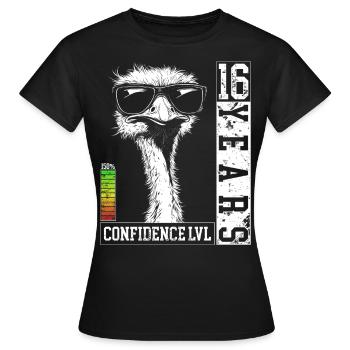 16 ans d’anniversaire adolescent autruche oiseau cadeau - T-shirt Femme - noir - Devant - AI Model Female 172 dark (172cm)