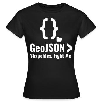 Debatte über GeoJSON-Shapefiles GIS-Datenformat - Frauen T-Shirt - Schwarz - Vorne - AI Model Female 172 dark (172cm)