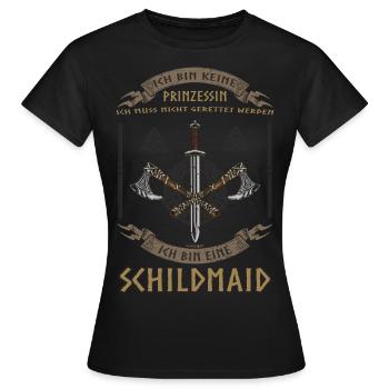 Schildmaid Keine Prinzessin Wikinge - Frauen T-Shirt - Schwarz - Vorne - AI Model Female 172 dark (172cm)