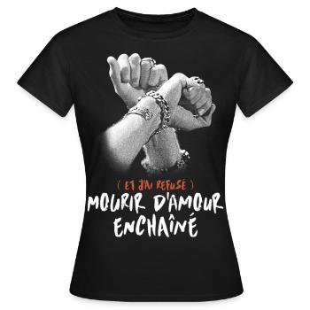 MOURIR D AMOUR ENCHAINÉ - T-shirt Femme - noir - Devant - AI Model Female 172 dark (172cm)