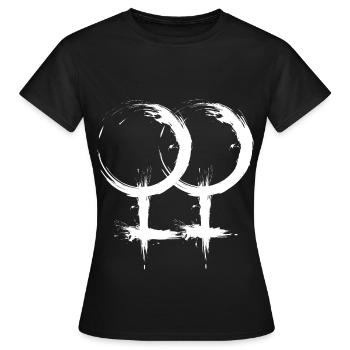 Double Venus symbol Lesbian homosexuality - Women's T-Shirt - black - Front - AI Model Female 172 dark (172cm)